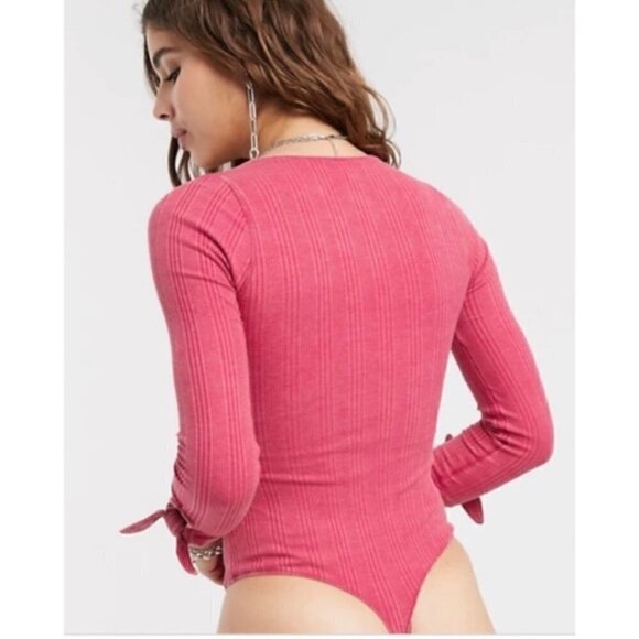 FREE People Move On Bodysuit tied cuff in Blush baby pink Size S - Picture 7 of 14